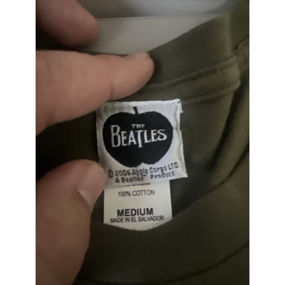 Vintage The Beatles Shirt Mens Medium Olive Green Apple Corps - Picture 4 of 4